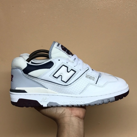 New Balance 550 White Natural Indigo Burgundy - Picture 1 of 17